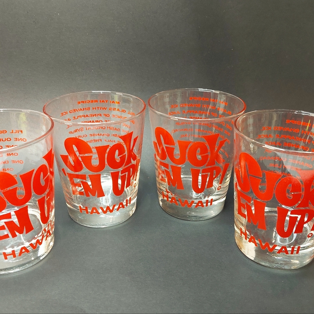 Vintage Libbey Suck Em Up Don Ho Whiskey Cocktail Glasses Set of 4